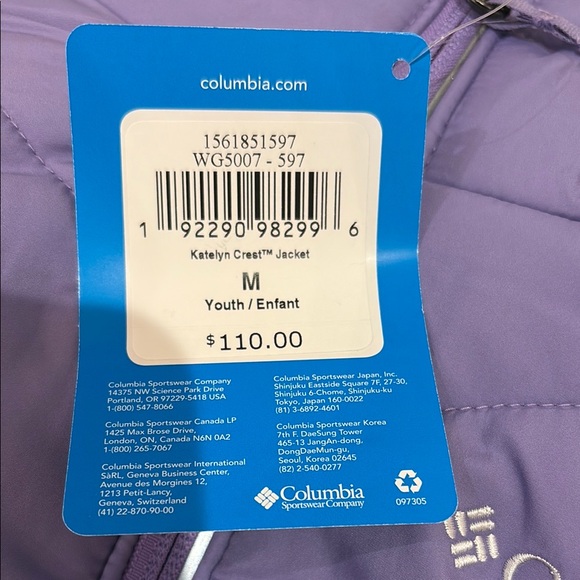 New Girl’s Columbia Purple Puffer Jacket - Picture 3 of 3